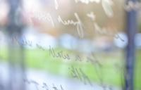 Writing on the window of an English classroom